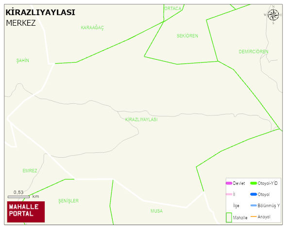 KİRAZLIYAYLASI Köyü Haritası | Coğrafi Yapı ve Detaylı Haritası