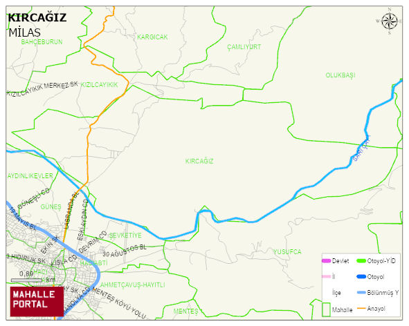 KIRCAĞIZ Mahallesi Haritası | Dağlar, Ovalar ve Akarsu Bilgileri