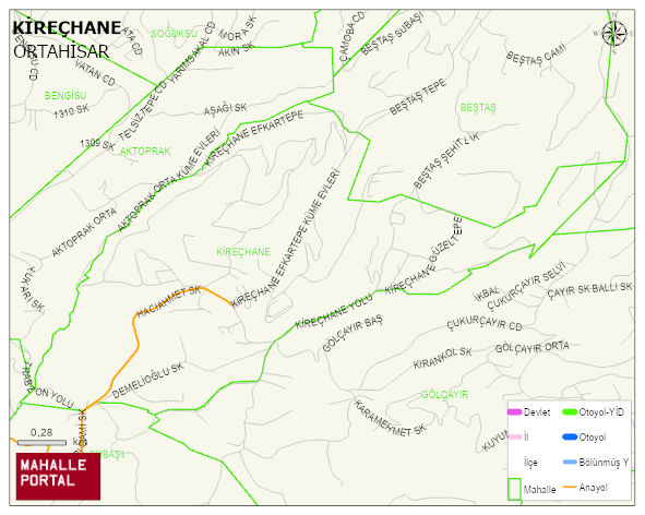 KİREÇHANE Mahallesi Haritası | Detaylı Köy ve Mahalle Görünümü