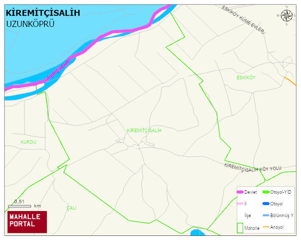 KİREMİTÇİSALİH Köyü Haritası | Yükselti ve Doğa Özellikleri