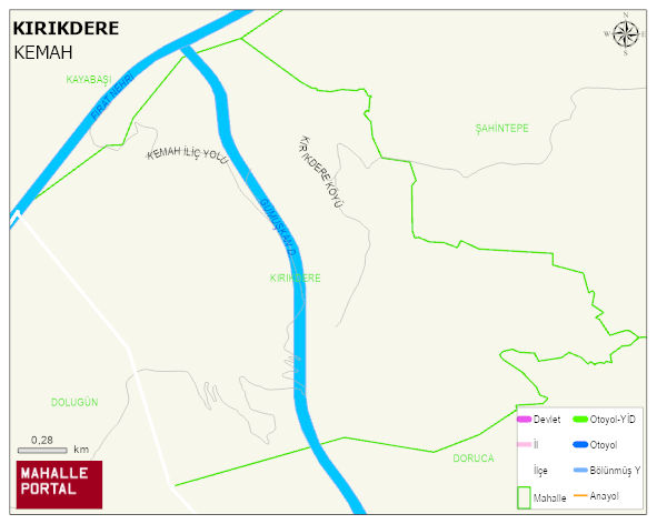 KIRIKDERE Köyü Haritası | Dağlar, Ovalar ve Akarsu Bilgileri