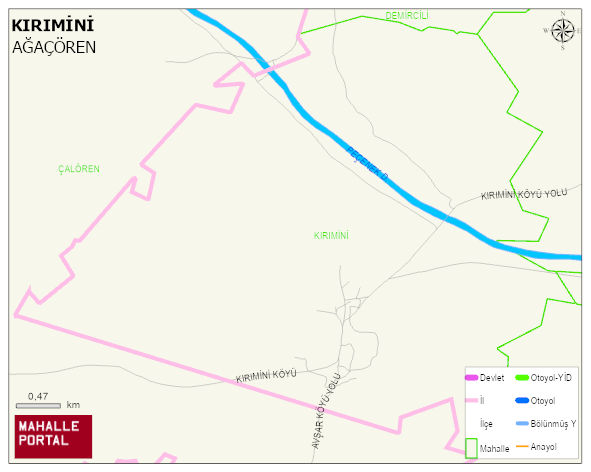 KIRIMİNİ Köyü Haritası | Detaylı Köy ve Mahalle Görünümü