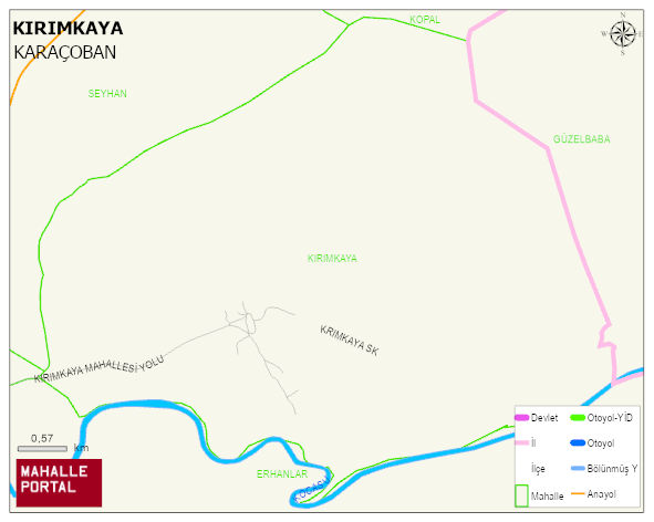 KIRIMKAYA Mahallesi Haritası | Dağlar, Ovalar ve Akarsu Bilgileri