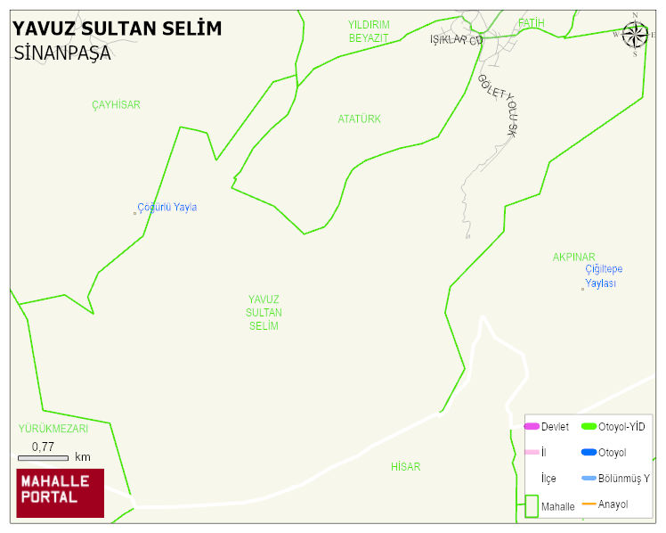 KIRKA BELDESİ YAVUZ SULTAN SELİM Mahallesi Haritası | Mahalle ve Köy Sınırı