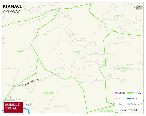 KIRMACI Köyü Haritası | Yükselti ve Doğa Özellikleri