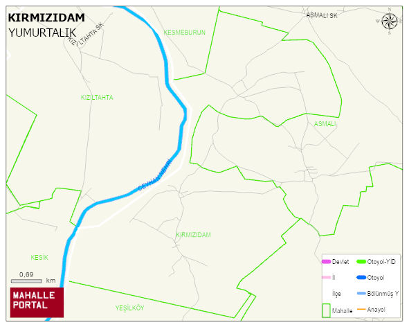 KIRMIZIDAM Mahallesi Haritası | İnteraktif Köy ve Mahalle Sınırları