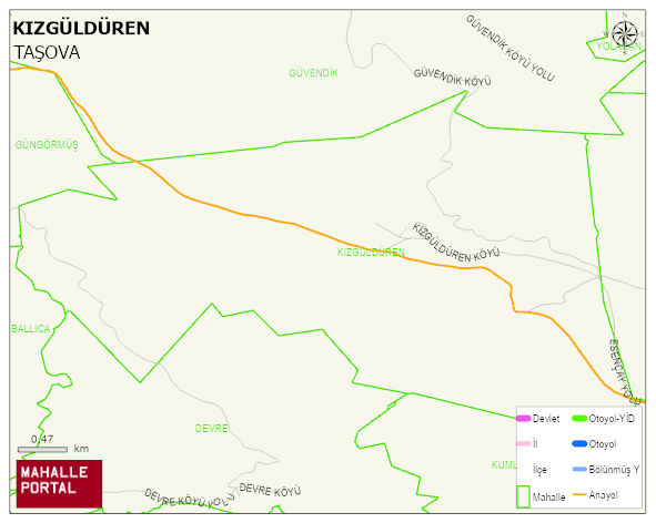 KIZGÜLDÜREN Köyü Haritası | İnteraktif Köy ve Mahalle Sınırları