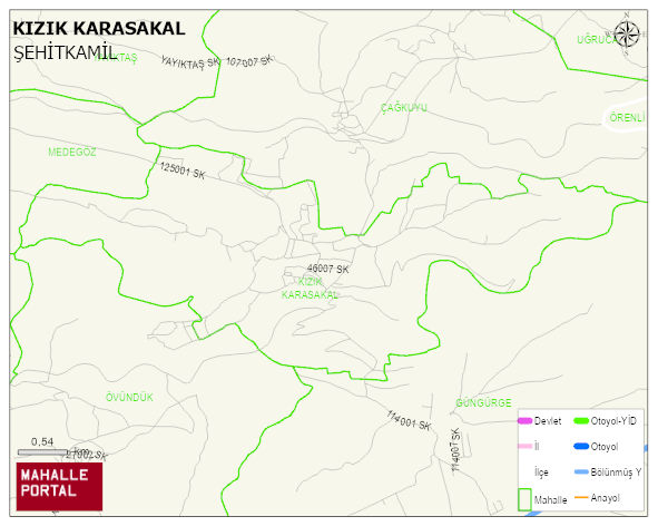 KIZIK KARASAKAL Mahallesi Haritası | Yükselti ve Doğa Özellikleri