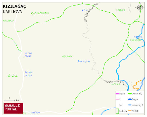 KIZILAĞAÇ Köyü Haritası | İnteraktif Köy ve Mahalle Sınırları
