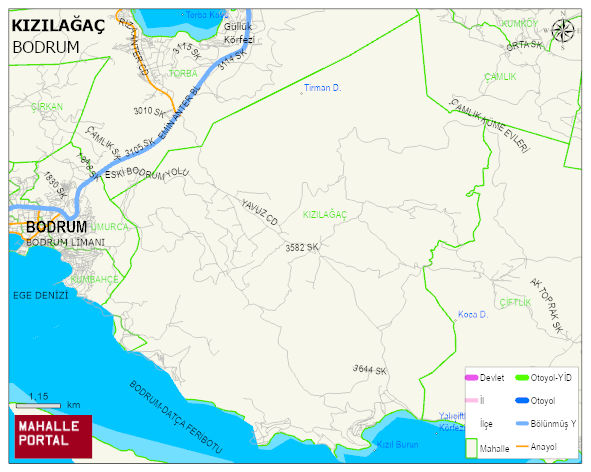 KIZILAĞAÇ Mahallesi Haritası | Yükselti ve Doğa Özellikleri
