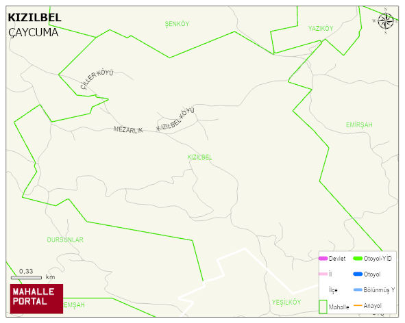 KIZILBEL Köyü Haritası | Mahalle ve Köy Sınırı