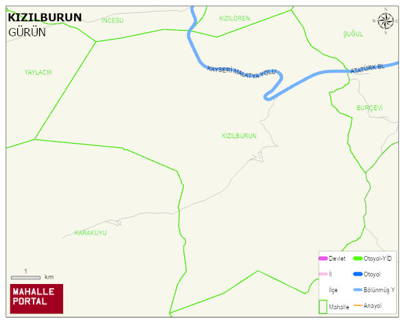 KIZILBURUN Köyü Haritası | Dağlar, Ovalar ve Akarsu Bilgileri