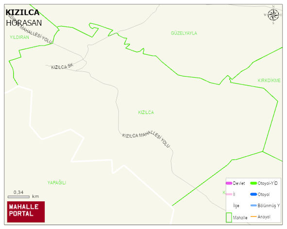 KIZILCA Mahallesi Haritası | Detaylı Köy ve Mahalle Görünümü