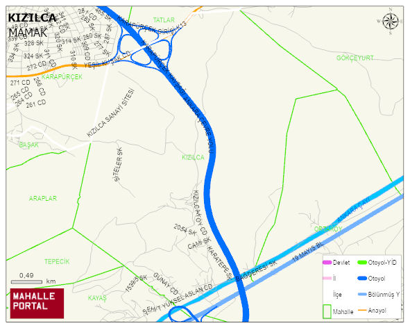 KIZILCA Mahallesi Haritası | İnteraktif Köy ve Mahalle Sınırları