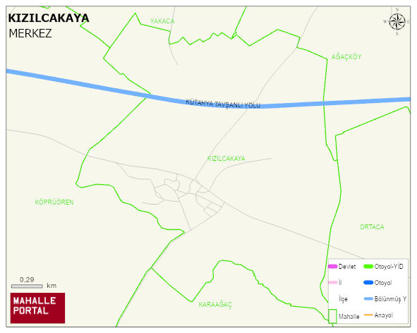 KIZILCAKAYA Köyü Haritası | Yükselti ve Doğa Özellikleri