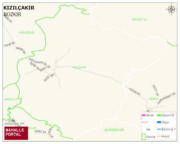 KIZILÇAKIR Mahallesi Haritası | Yükselti ve Doğa Özellikleri