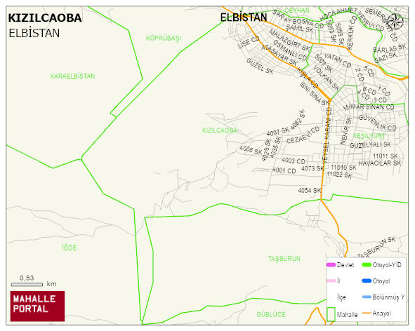 KIZILCAOBA Mahallesi Haritası | Detaylı Köy ve Mahalle Görünümü