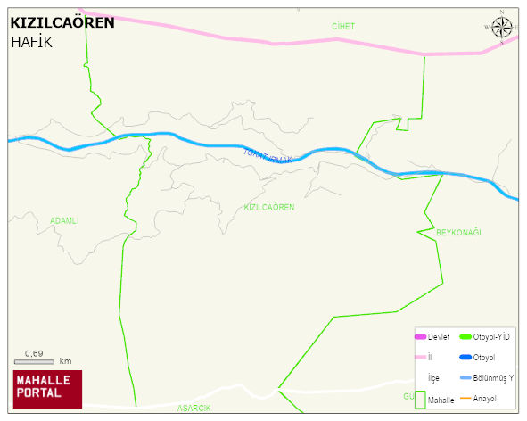 KIZILCAÖREN Köyü Haritası | İnteraktif Köy ve Mahalle Sınırları