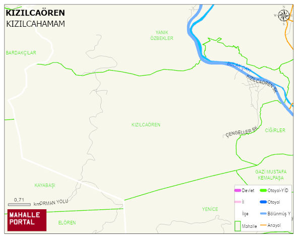 KIZILCAÖREN Mahallesi Haritası | Dağlar, Ovalar ve Akarsu Bilgileri