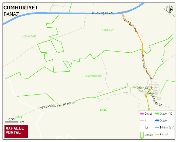 KIZILCASÖĞÜT BELDESİ CUMHURİYET Mahallesi Haritası | İnteraktif Köy ve Mahalle Sınırları