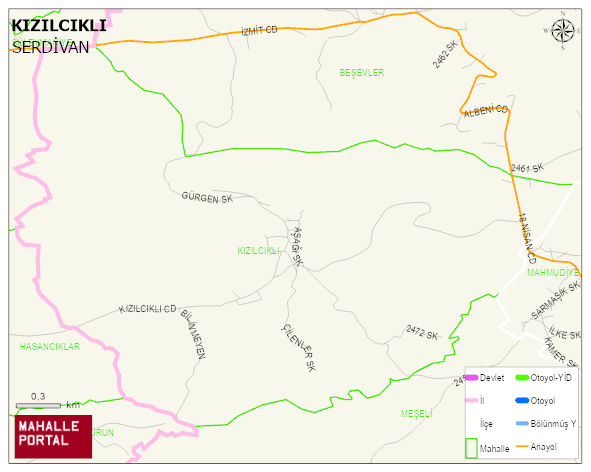 KIZILCIKLI Mahallesi Haritası | Detaylı Köy ve Mahalle Görünümü