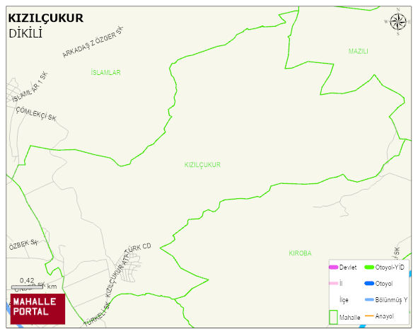 KIZILÇUKUR Mahallesi Haritası | Yükselti ve Doğa Özellikleri