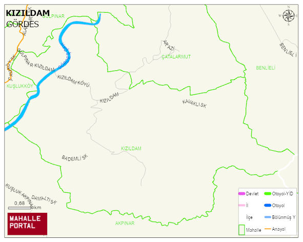 KIZILDAM Mahallesi Haritası | Yükselti ve Doğa Özellikleri