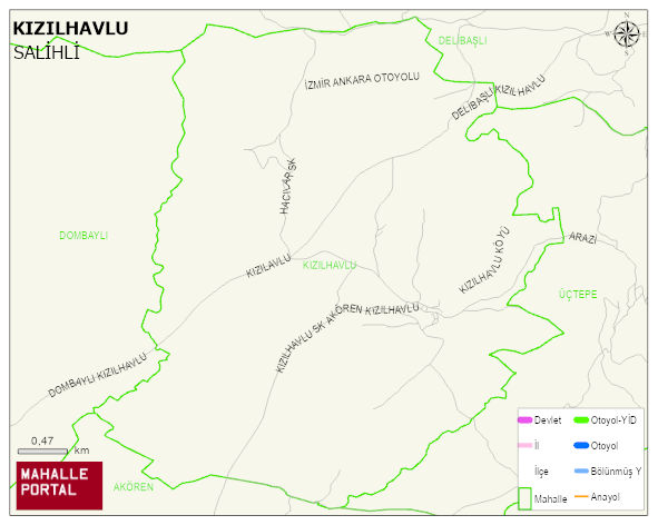 KIZILHAVLU Mahallesi Haritası | Coğrafi Yapı ve Detaylı Haritası