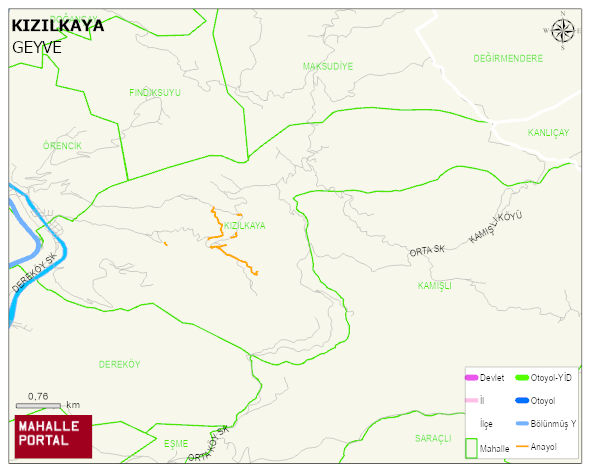 KIZILKAYA Mahallesi Haritası | Dağlar, Ovalar ve Akarsu Bilgileri