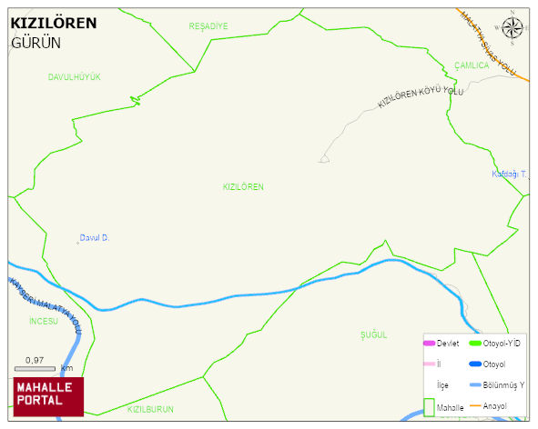KIZILÖREN Köyü Haritası | Mahalle ve Köy Sınırı