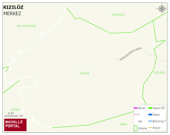 KIZILÖZ Köyü Haritası | Mahalle ve Köy Sınırı