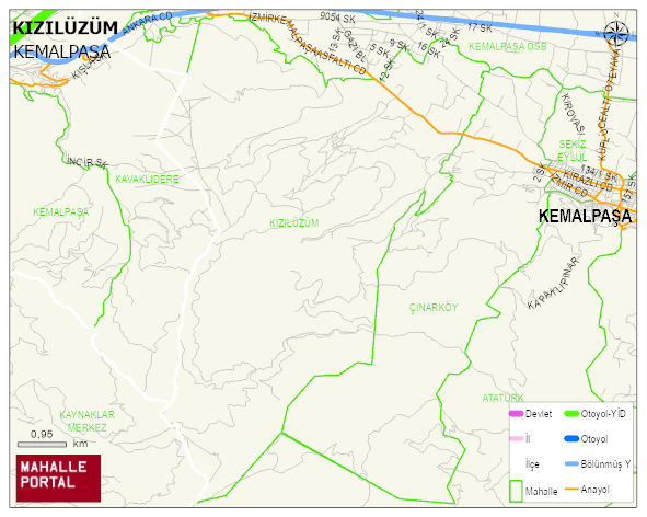 KIZILÜZÜM Mahallesi Haritası | Detaylı Köy ve Mahalle Görünümü