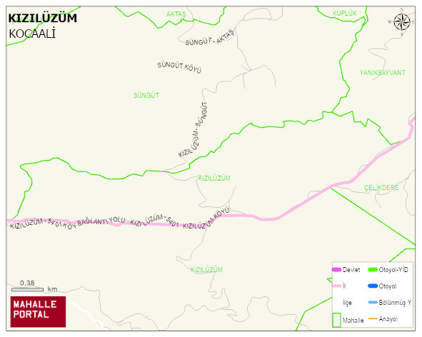 KIZILÜZÜM Mahallesi Haritası | Dağlar, Ovalar ve Akarsu Bilgileri