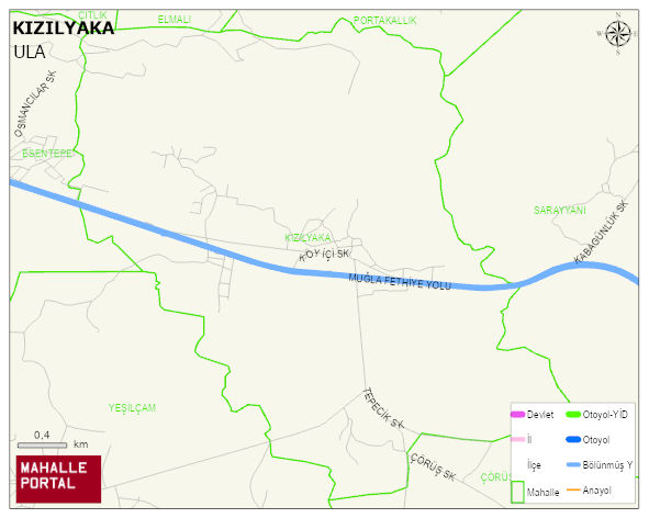 KIZILYAKA Mahallesi Haritası | Yükselti ve Doğa Özellikleri