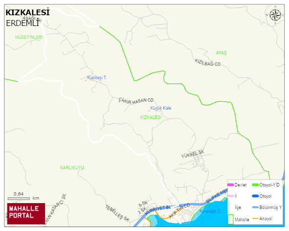 KIZKALESİ Mahallesi Haritası | Coğrafi Yapı ve Detaylı Haritası