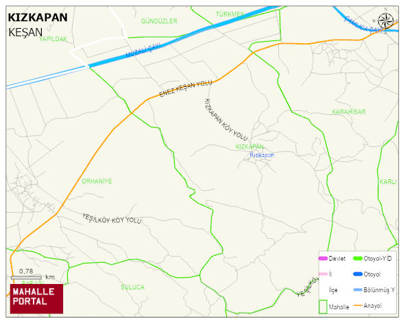 KIZKAPAN Köyü Haritası | Yükselti ve Doğa Özellikleri