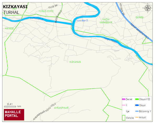 KIZKAYASI Köyü Haritası | Mahalle ve Köy Sınırı