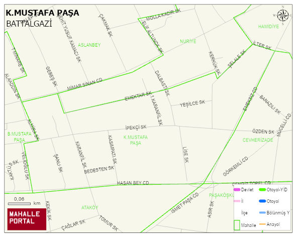 K.MUSTAFA PAŞA Mahallesi Haritası | Yükselti ve Doğa Özellikleri