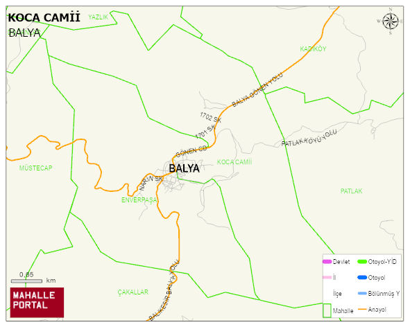KOCA CAMİİ Mahallesi Haritası | Dağlar, Ovalar ve Akarsu Bilgileri