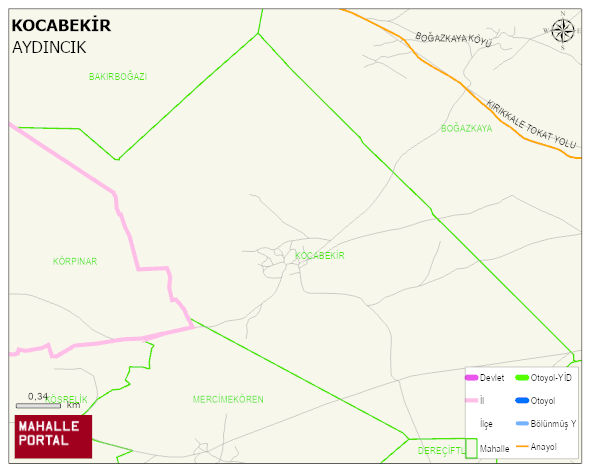 KOCABEKİR Köyü Haritası | Dağlar, Ovalar ve Akarsu Bilgileri