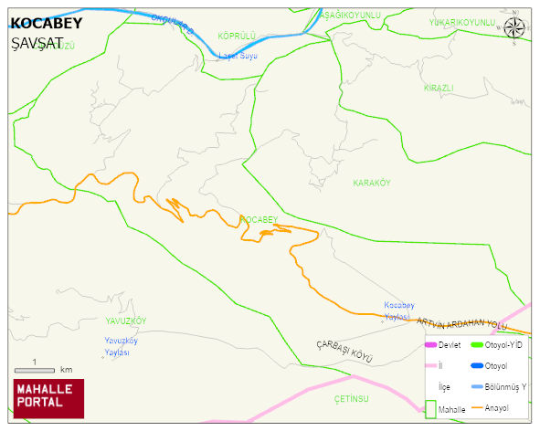 KOCABEY Köyü Haritası | Coğrafi Yapı ve Detaylı Haritası