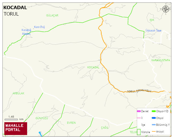 KOCADAL Köyü Haritası | Detaylı Köy ve Mahalle Görünümü