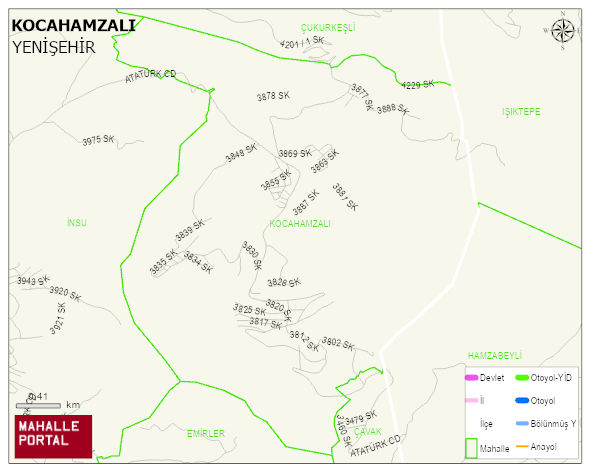 KOCAHAMZALI Mahallesi Haritası | Yükselti ve Doğa Özellikleri