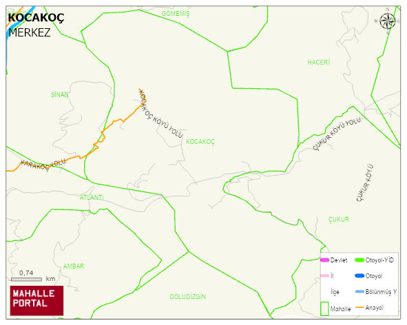KOCAKOÇ Köyü Haritası | Mahalle ve Köy Sınırı