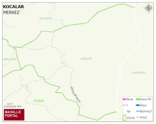 KOCALAR Köyü Haritası | Mahalle ve Köy Sınırı