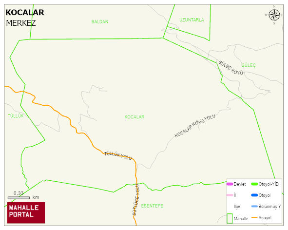 KOCALAR Köyü Haritası | İnteraktif Köy ve Mahalle Sınırları