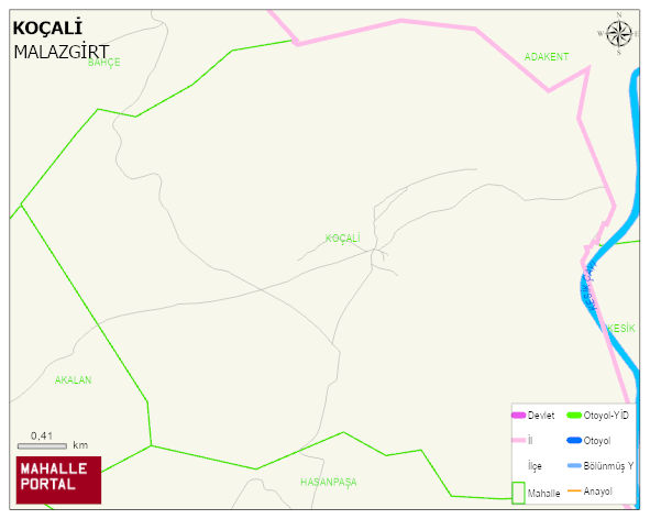 KOÇALİ Köyü Haritası | Mahalle ve Köy Sınırı