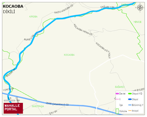 KOCAOBA Mahallesi Haritası | Mahalle ve Köy Sınırı