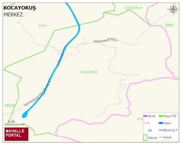 KOCAYOKUŞ Köyü Haritası | Yükselti ve Doğa Özellikleri