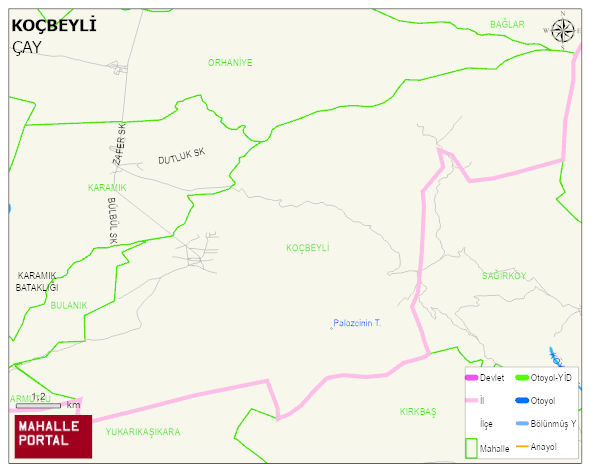 KOÇBEYLİ Köyü Haritası | İnteraktif Köy ve Mahalle Sınırları